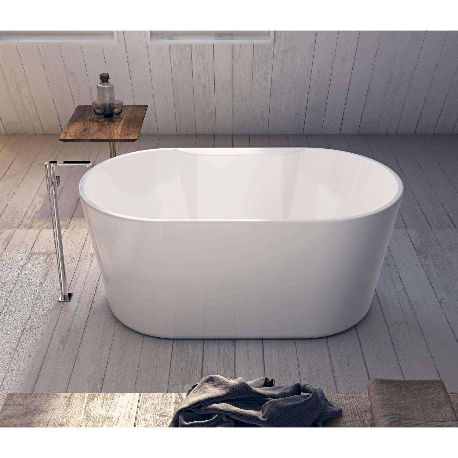 Aqua Eden VTDE563224 56 Inch Acrylic Freestanding Bathtub with Drain - Luxury Soaking Tub for Spa, Bathroom, and Relaxation at Home
