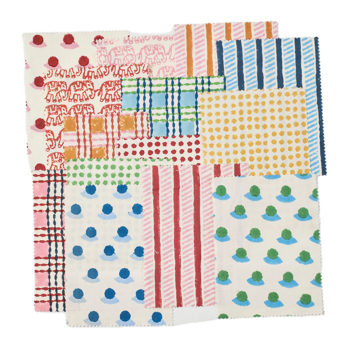 Greencombe Block Printed Fabric Sample Set - Premium Handcrafted Cotton Swatches for DIY Crafts, Quilting & Home Decor