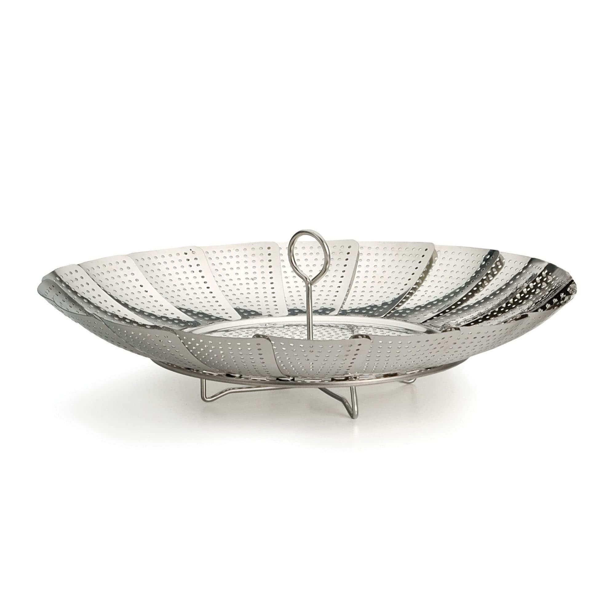 RSVP INTERNATIONAL Small Steam Basket - Durable Stainless Steel Steamer for Vegetables, Dumplings & Seafood - Perfect for Healthy Cooking & Meal Prep