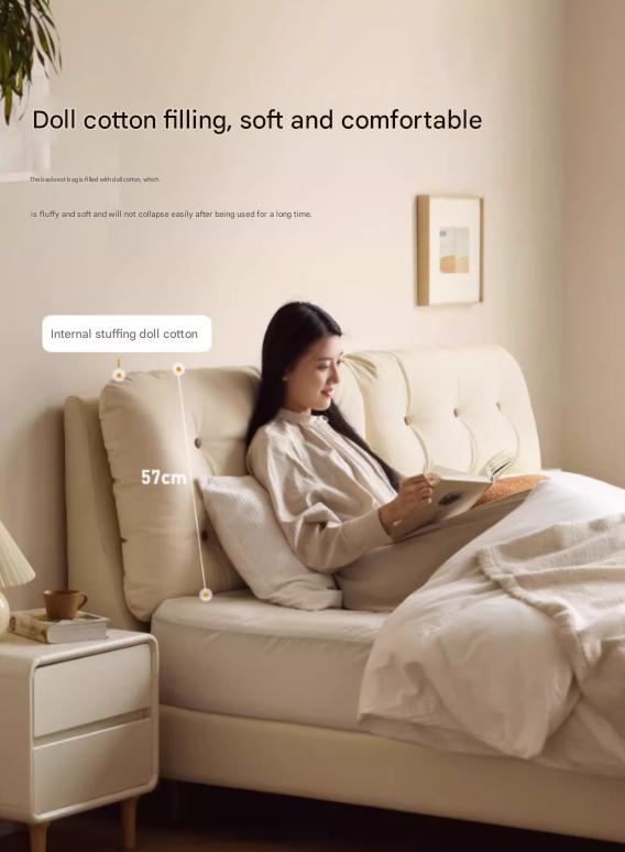 Organic Leather Art Bed - Cream Cloud Soft Mattress for Ultimate Comfort | Perfect for Master Bedrooms, Guest Rooms & Luxury Apartments