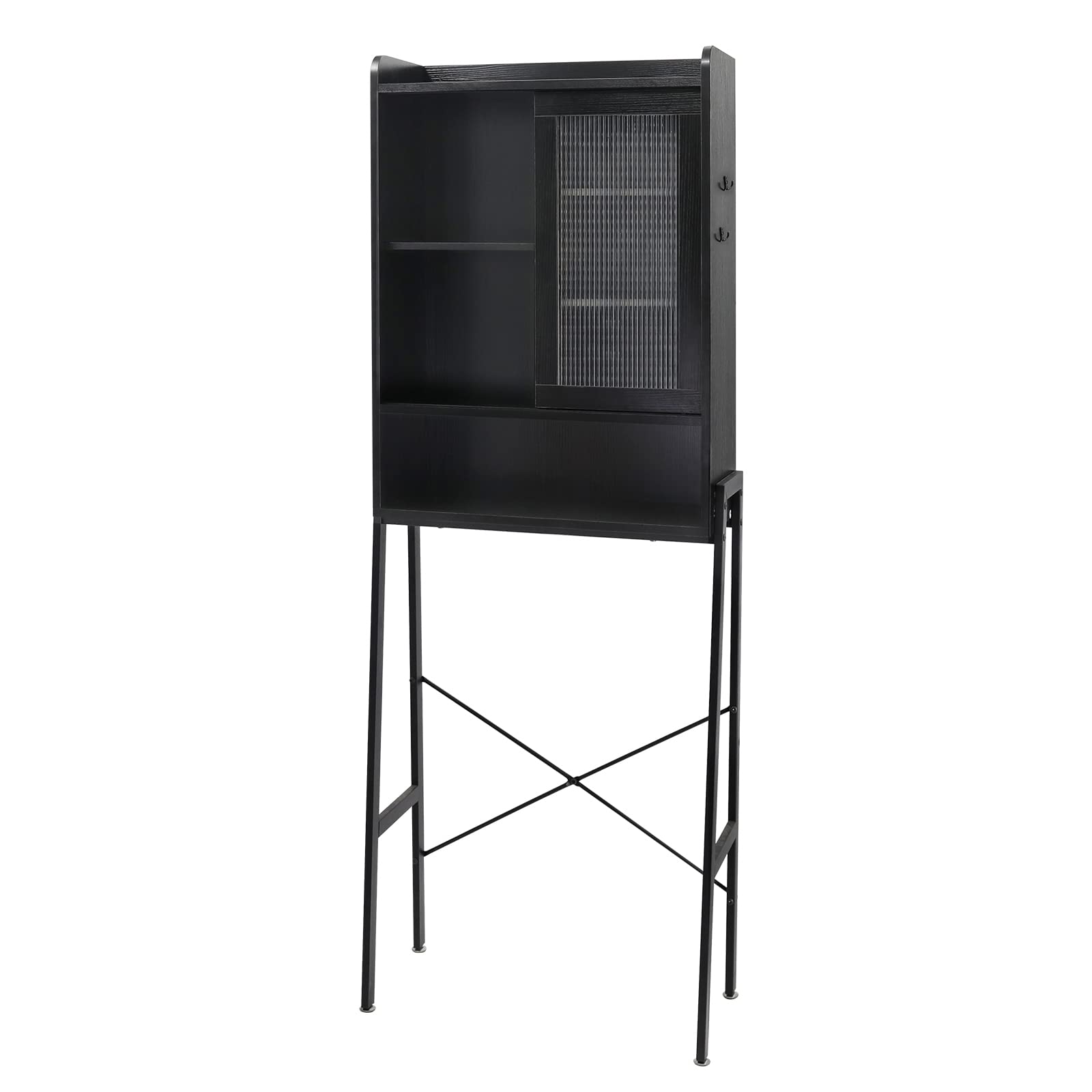 Over Toilet Storage Cabinet - Freestanding Bathroom Organizer with Adjustable Shelves & Acrylic Sliding Door | Space Saving Metal Frame Shelf for Towels, Toiletries & Bathroom Essentials | Perfect for Small Bathrooms, Apartments & Powder Rooms
