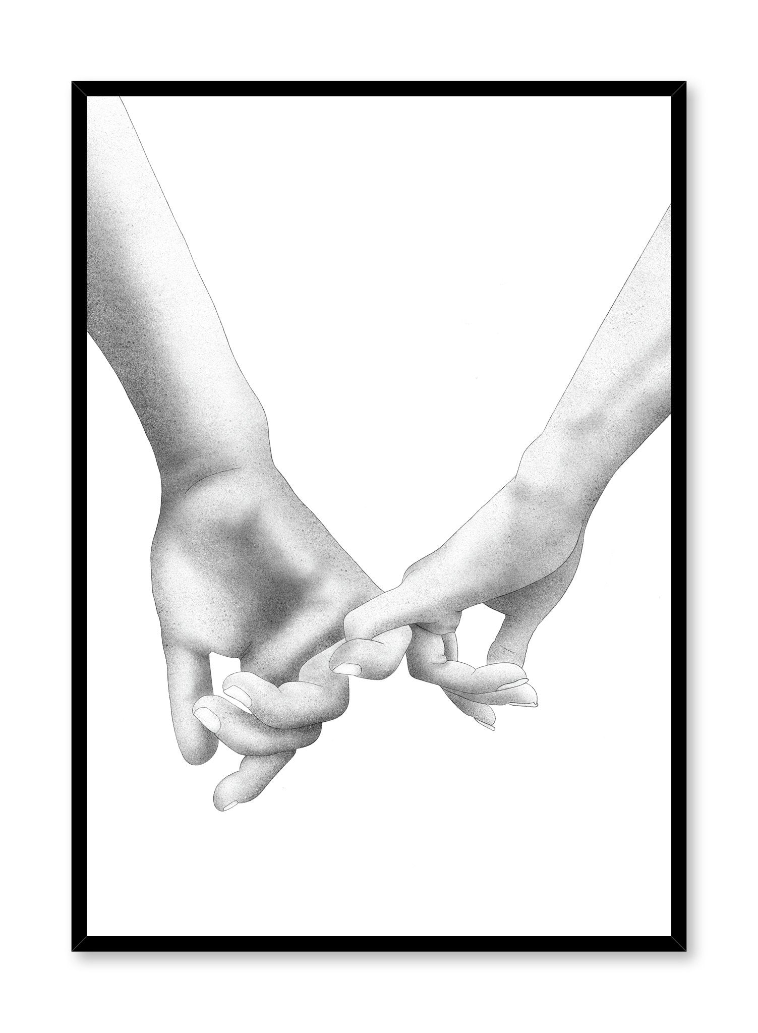 Couple Holding Pinkies Romantic Poster - Wall Art for Bedroom, Living Room & Wedding Decor - Perfect for Valentine's Day Gifts & Anniversary Presents