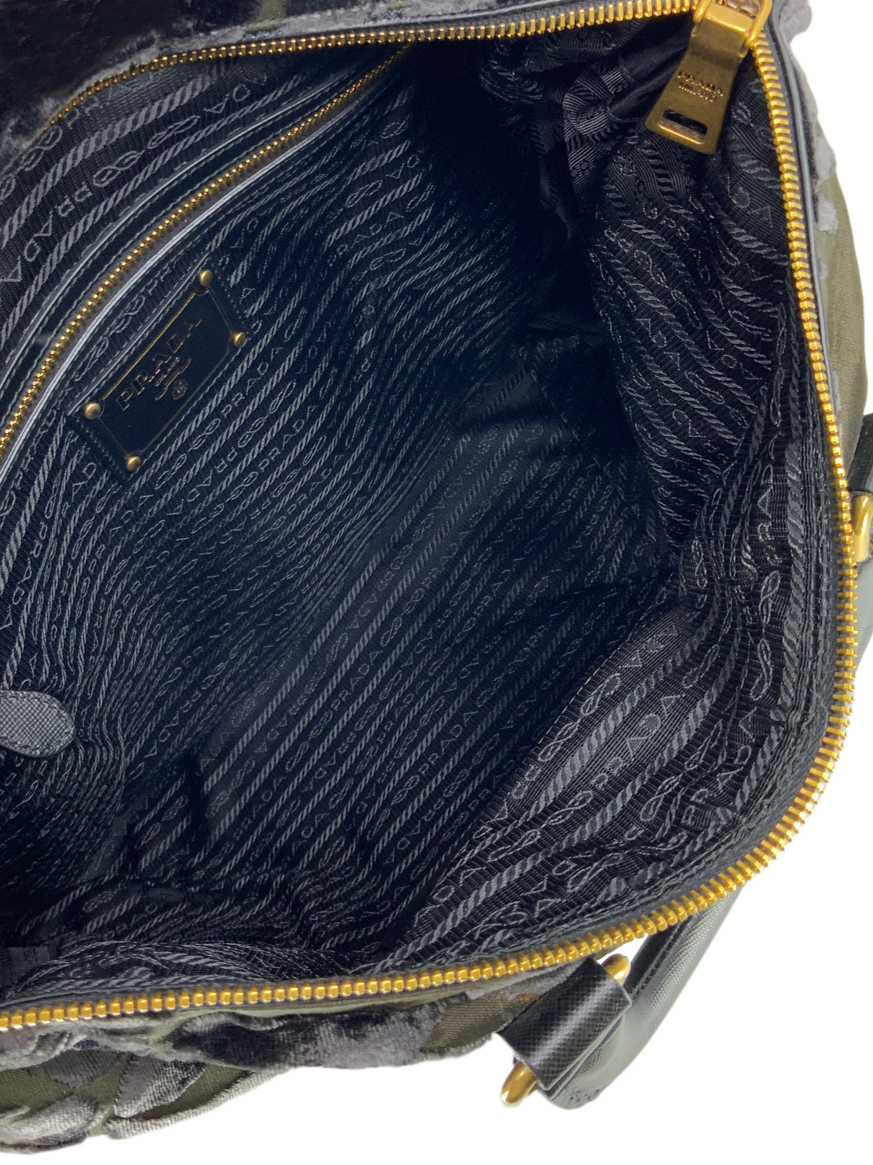 PRADA Nylon & Velvet Velluto Jacquard Tote Bag for Women - Luxury Designer Handbag for Work, Travel & Everyday Use