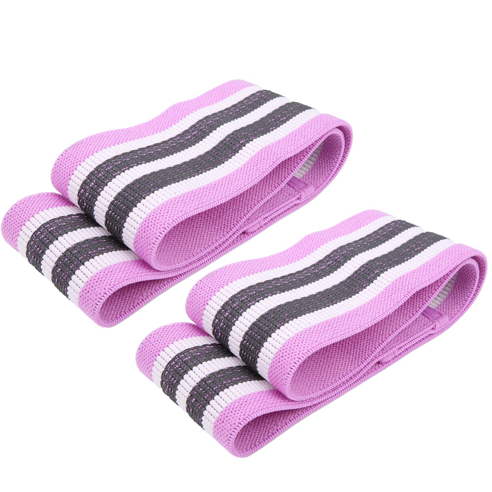 JUNWU Resistance Bands Set - Soft Skin-Friendly Exercise Bands for Home & Office Workouts - Stretching, Yoga, Strength Training - Purple Elastic Fitness Bands
