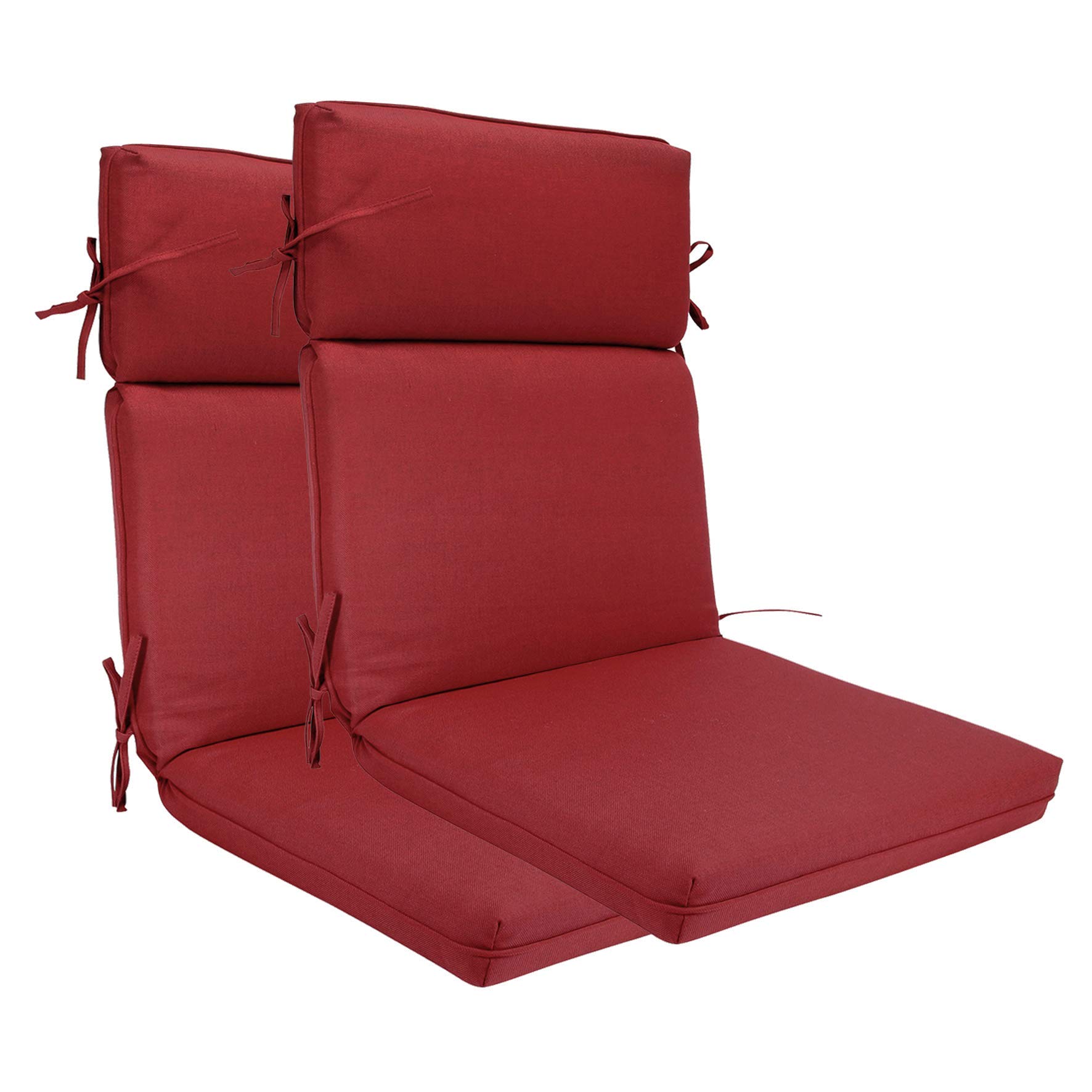 BOSSIMA Indoor Outdoor High Back Chair Cushions - Replacement Patio Chair Seat Cushions Set of 2 (Olefin Red) - Waterproof & UV Resistant for Garden, Poolside, and Deck Comfort