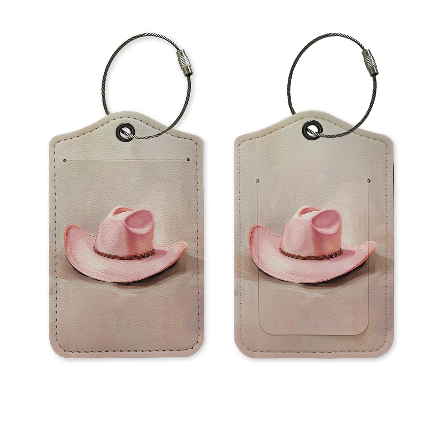 **Pink Western Cowgirl Luggage Tag - PU Leather Travel Name Tag for Suitcases, Privacy Protection ID Tag - Perfect for Cowgirl Gifts, Western Gifts for Women - Ideal for Air Travel, Vacation & Country-Themed Events**