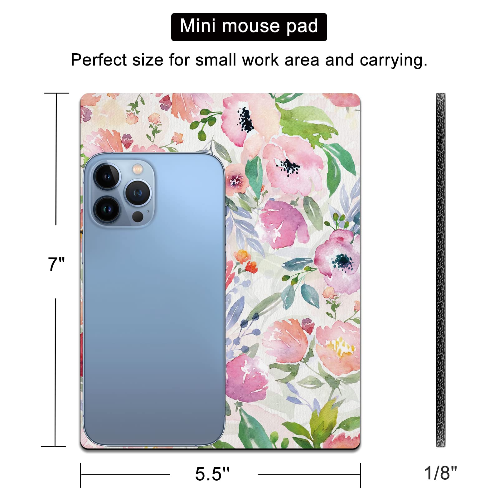 Cute Small Mouse Pad for Wireless Mouse & Laptop - Mini Travel Mousepad with Floral Design, 5.5 x 7 Inches - Portable Desk Decor for Women, Office & Home Use