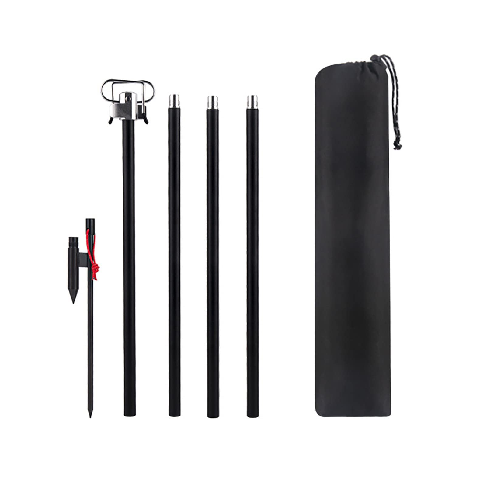 Fuqudun Telescopic Double Hooks Lamp Stand - Adjustable Aluminum Alloy Folding Camping Light Pole for Outdoor Camping, Hiking & Backpacking | Portable Lantern Holder Accessory
