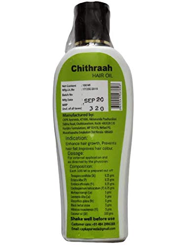 Chithraah Natural Ayurvedic Hair Oil for Fuller, Thicker & Healthier Hair - Promotes Hair Growth & Reduces Hair Fall - Perfect for Daily Hair Care & Scalp Nourishment