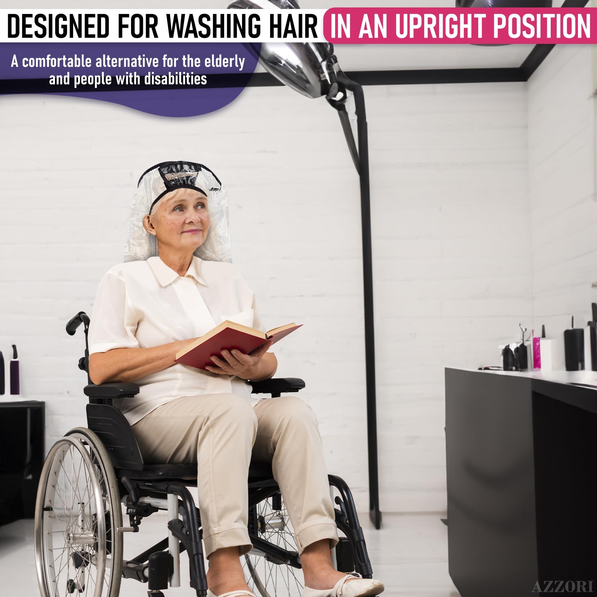 Elderly Hair Washing Funnel - Shampoo Cap for Seniors with Soft Silicone Rim | Home Shower & Sink Hair Wash Tray for Bedridden & Disabled Care | Non-Slip Bathing Aid for Easy Hair Care