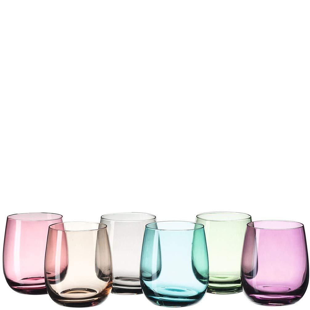LEONARDO Tumbler Set of 6 - Large Sora Water Glasses, Colorful Glass Cups, Dishwasher Safe for Home, Bar & Restaurant Use