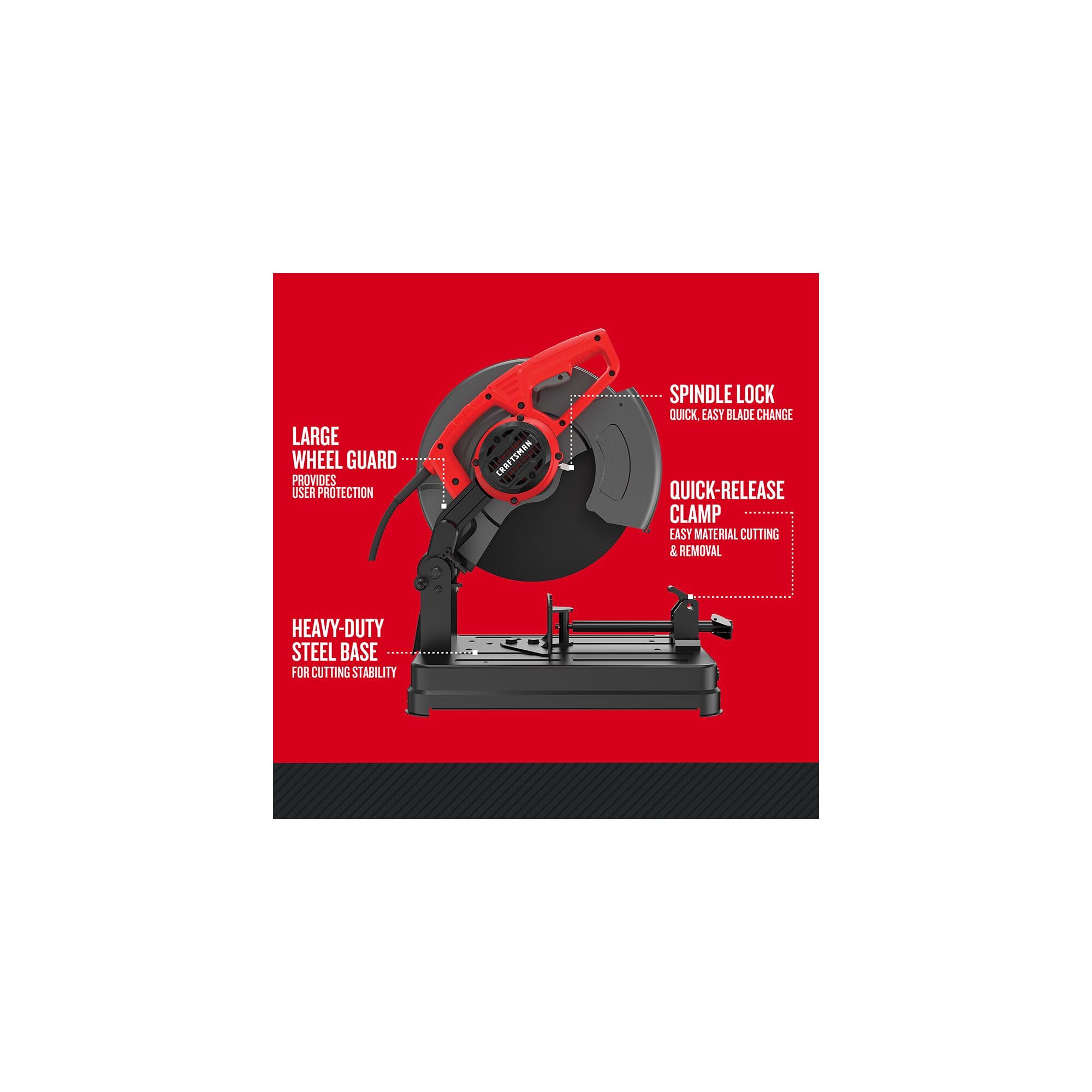CRAFTSMAN 14-Inch 15-Amp Corded Chop Saw (CMEM2500) - Heavy-Duty Metal & Wood Cutting for DIY Projects & Construction Work