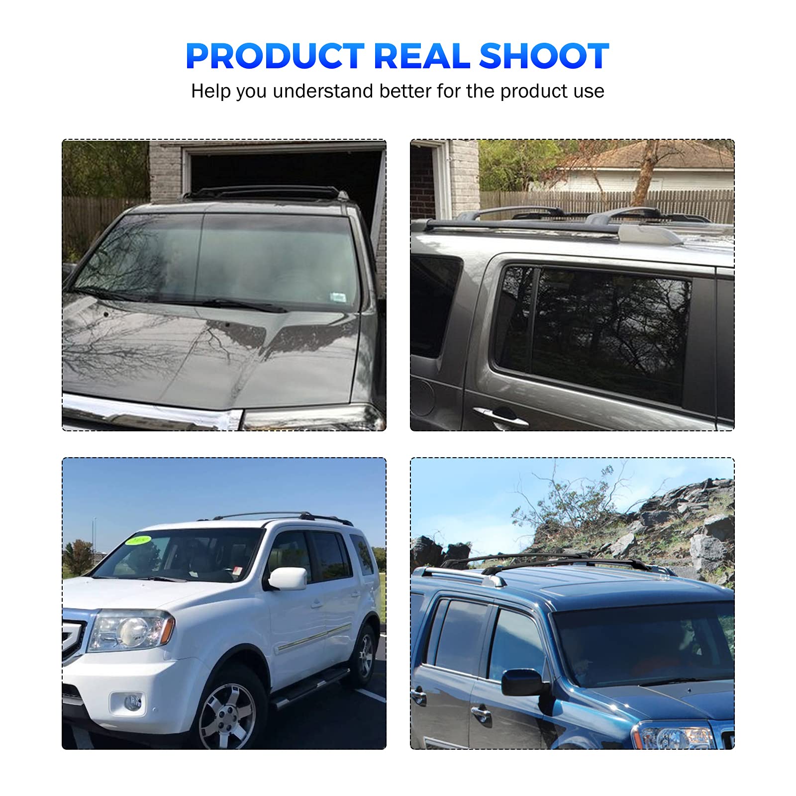 Honda Pilot 2009-2015 Roof Rack Cross Bars - Heavy Duty Aluminum Roof Rail Crossbars for Cargo Carrier, Luggage Rack, Snowboard, Canoe, Kayak & Bike - Perfect for Road Trips, Camping & Outdoor Adventures