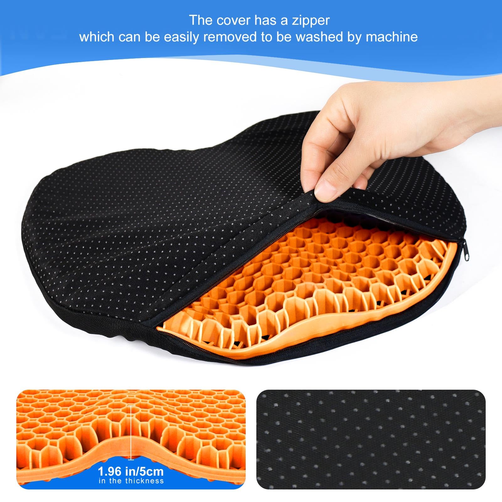 Anti-Slip Kayak Seat Cushion - Thick Waterproof Kayak Seat Pad with Non-Slip Cover for Sit-In & Inflatable Kayaks, Canoes & Boats - Comfortable Kayak Accessories for Fishing & Water Sports