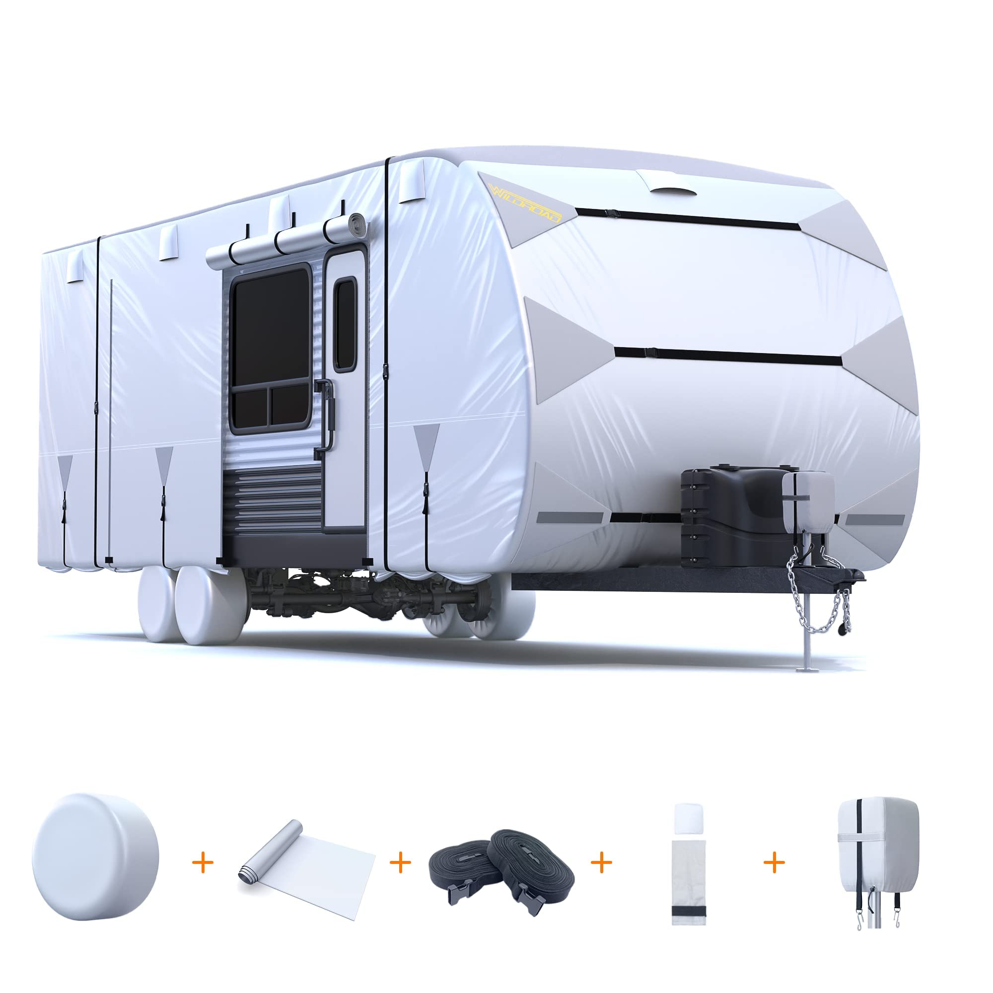 WILDROAD RV Cover 30'-33' - Heavy Duty Waterproof, Windproof & UV Protection Travel Trailer Cover with Reinforced Jack Cover - Perfect for Outdoor Storage, Winter Protection & Long-Term Camper Shelter
