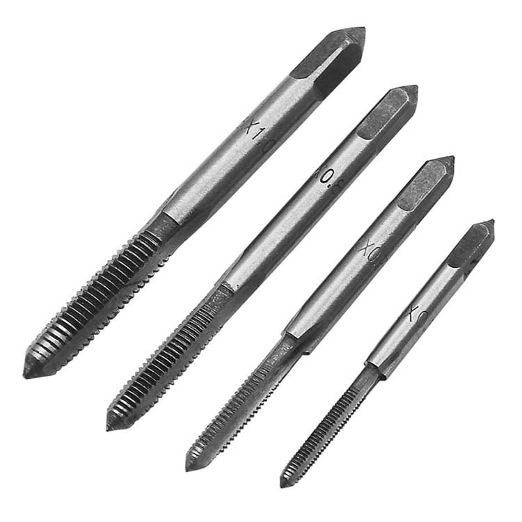 9-Piece T-Type Machine Hand Screw Thread Tap Set (M3/M4/M5/M6) with 4 Twist Drill Bits & Wrench - Perfect for Metalworking, DIY Projects, and Professional Machining