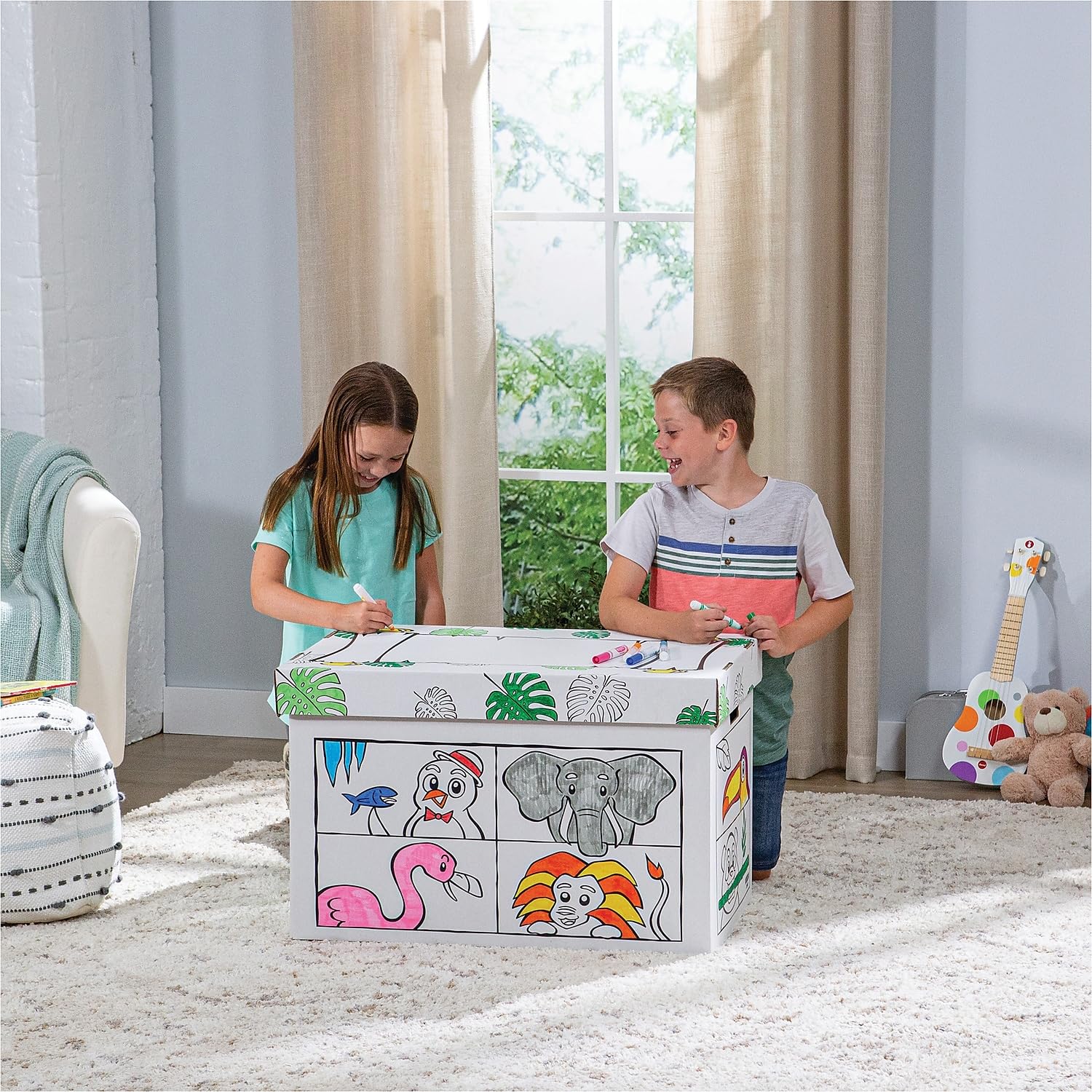 Bankers Box At Play Colorful Animal Toy Storage Box - Organize Kids' Toys, Books & Crafts for Playrooms & Bedrooms