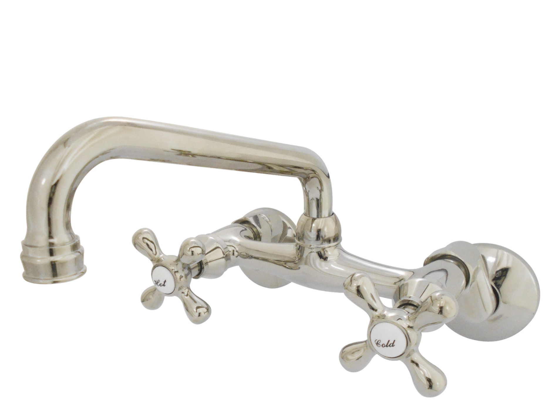 Stainless Steel Double Handle Wall Mount Kitchen Faucet - High Arc Brushed Nickel Sink Faucet for Modern Farmhouse & Commercial Kitchens
