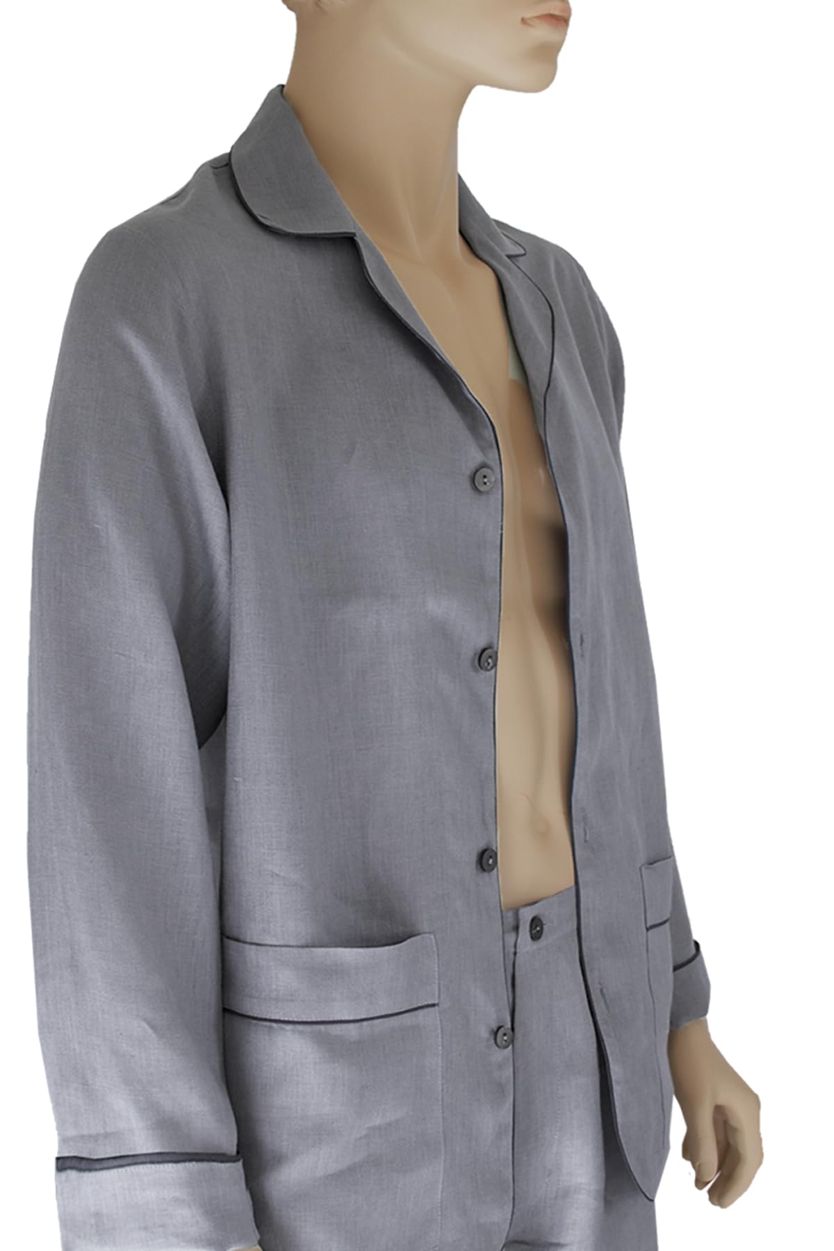 Premium Stefano Men's Pajama Set - Soft Linen Sleepwear in Cloudburst Blue | European Crafted Luxury Loungewear for Relaxing at Home & Travel Comfort