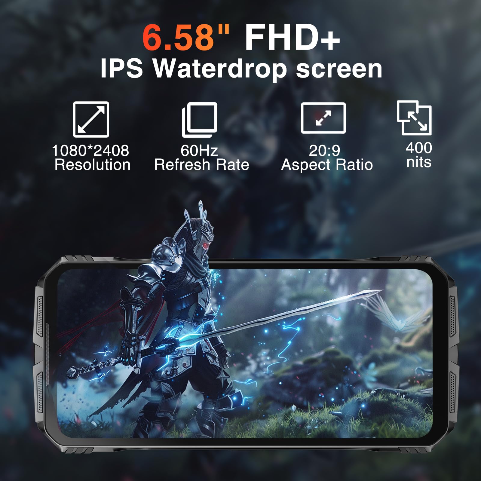 DOOGEE S Cyber Rugged Smartphone - Android 14, 10800mAh Battery, 50MP AI Camera, 20GB RAM + 256GB ROM, 6.58