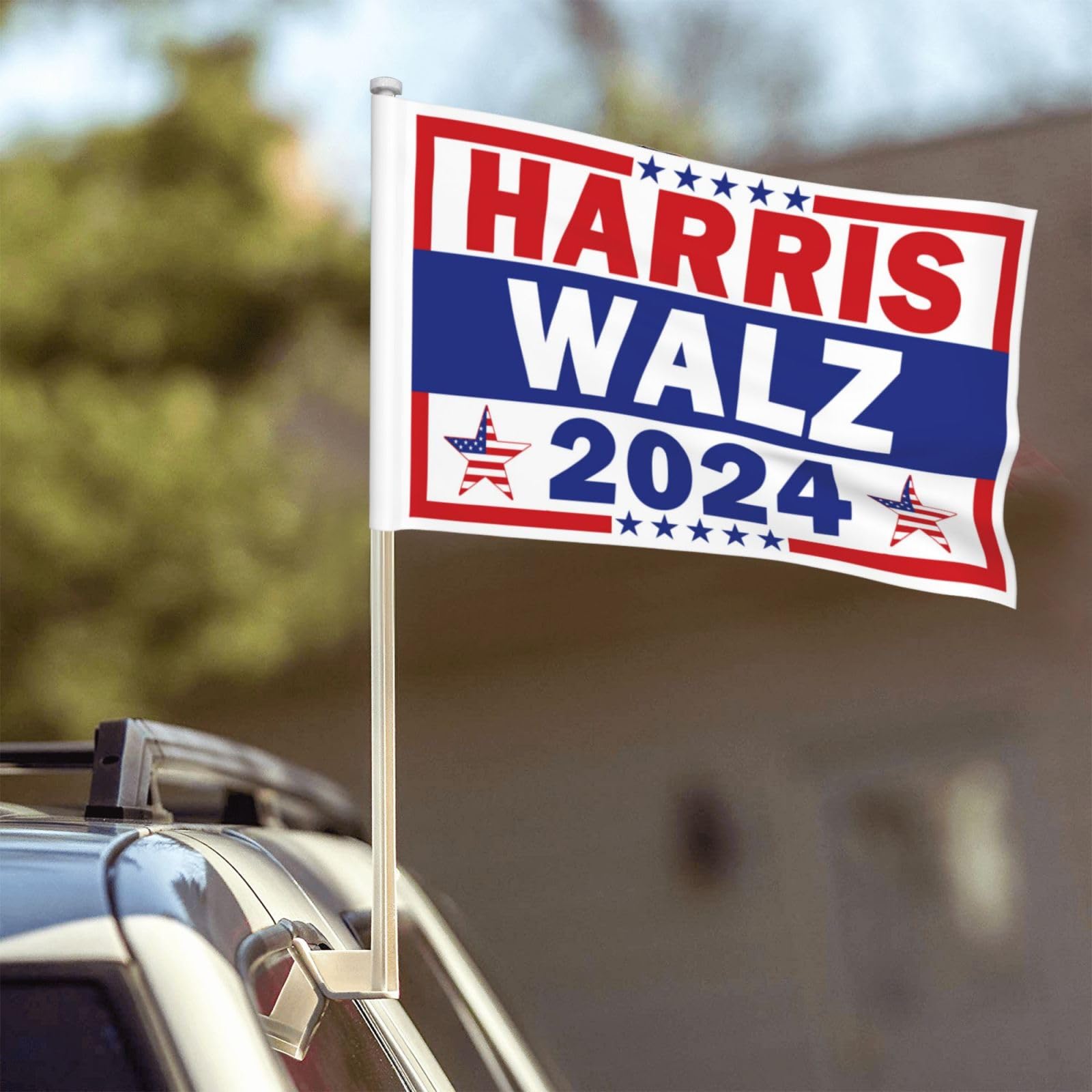 2 Pack Kamala Harris & Tim Walz 2024 Campaign Car Flags - 12