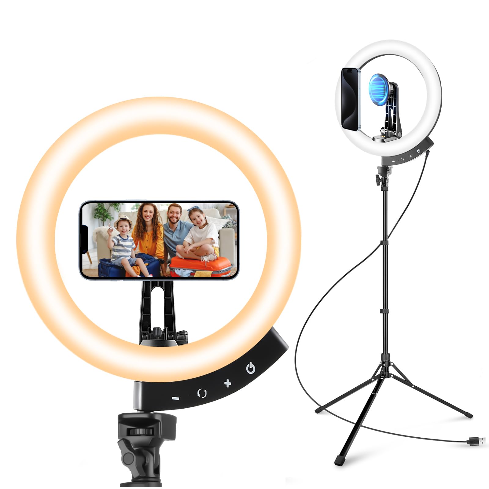 Aureday 12'' Ring Light with 62'' Tripod Stand & Magnetic Phone Holder - LED Selfie Light with Wireless Remote for Video Recording, Makeup, TikTok, YouTube, Live Streaming, Photography - Perfect for Content Creators, Vloggers, and Beauty Influencers