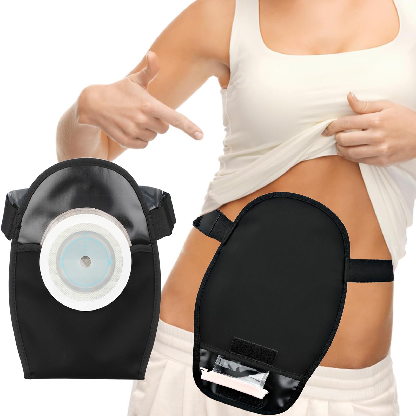 2Pcs Waterproof Ostomy Bag Cover - Reusable, Leak-Proof Colostomy & Ileostomy Supplies with Adjustable Belt for Shower & Daily Use | Washable Stoma Protection for Active Lifestyle