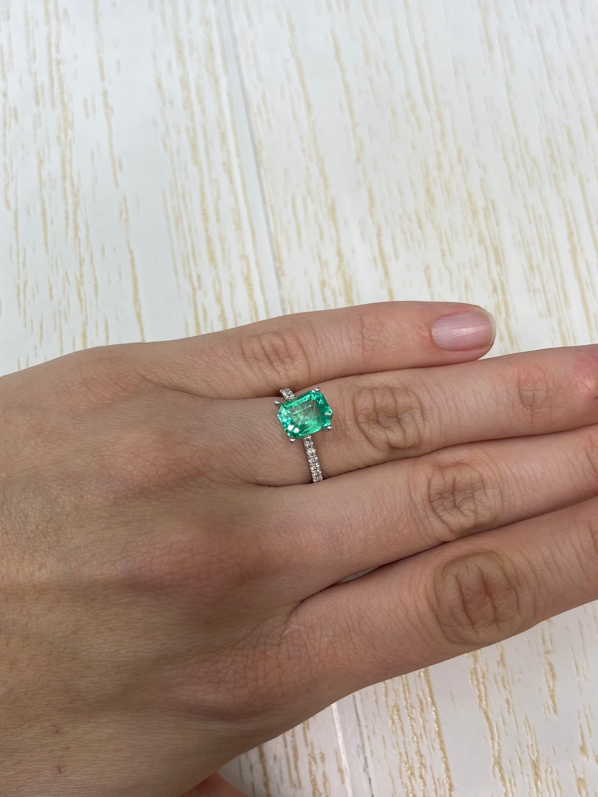 2.14 Carat 9x7mm Muzo Yellowish Green Natural Loose Colombian Emerald - Emerald Cut Gemstone for Jewelry Making, Engagement Rings & Collector's Items