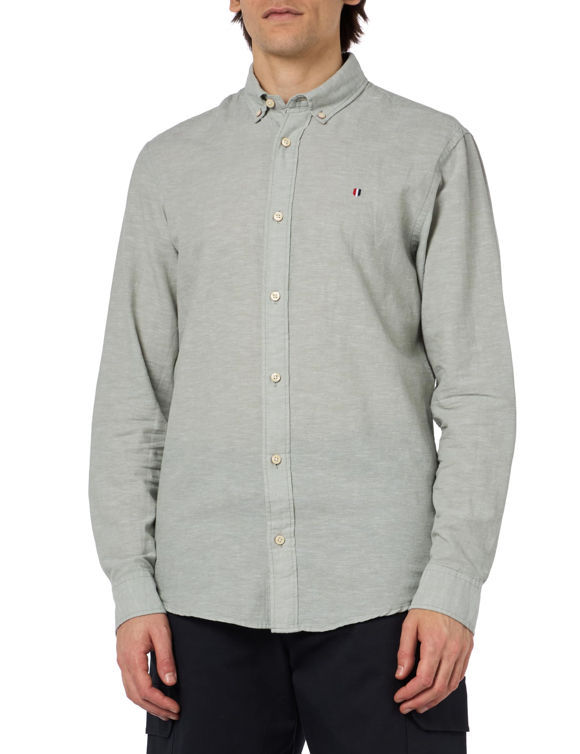 JACK & JONES Men's Long Sleeve Summer Shield Shirt - Breathable UV Protection Casual Button-Up for Outdoor Activities, Travel & Work
