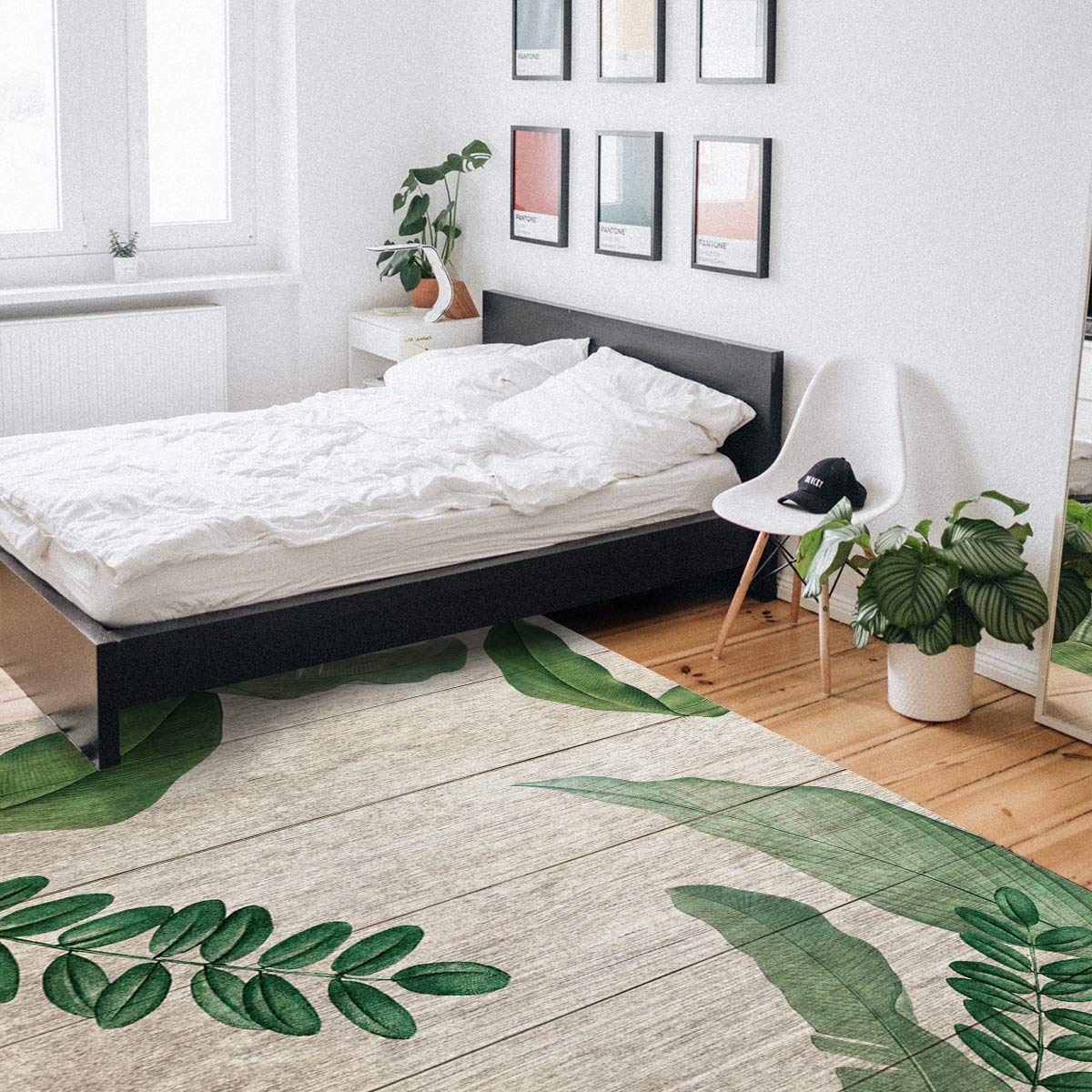 4' x 6' Tropical Banana Leaf Area Rug - Non-Slip Indoor Outdoor Rug for Living Room, Patio, Deck & Picnic - Easy Clean Nordic INS Design - Perfect for Boho Home Decor & Beach House Style