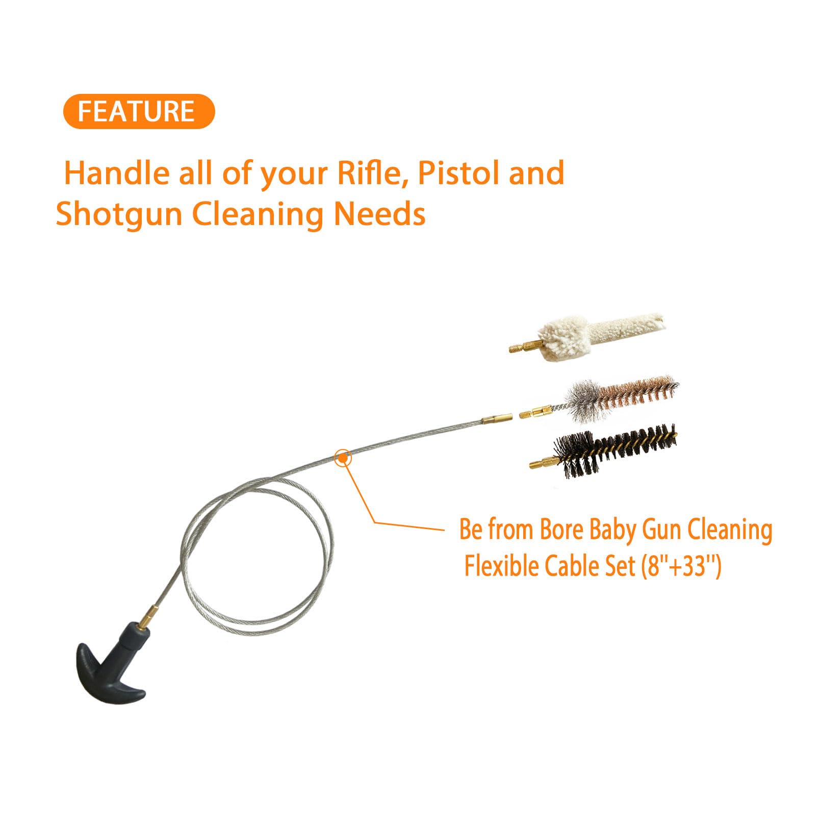 Bore Baby .223 Cal 5.56mm AR Chamber Cleaning Brushes Kit - 2 Nylon, 2 Mop & 2 Bronze Brushes for .223/5.56 Firearm Maintenance (6 Pack) - Perfect for AR-15 Rifle Cleaning and Gun Range Maintenance