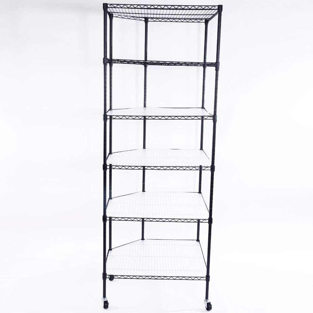 6-Layer Heavy Duty Plastic Coated Corner Shelf with 2