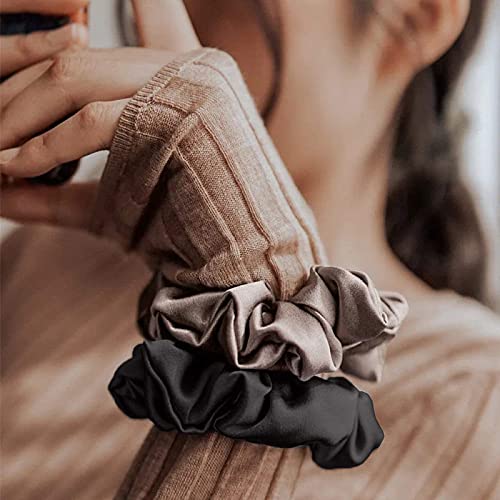 FAMEZA 6-Piece Satin Silk Scrunchies for Women - Soft No-Slip Hair Ties, Ponytail Holders Gentle on Hair (Perfect for Workouts, Office & Everyday Use)