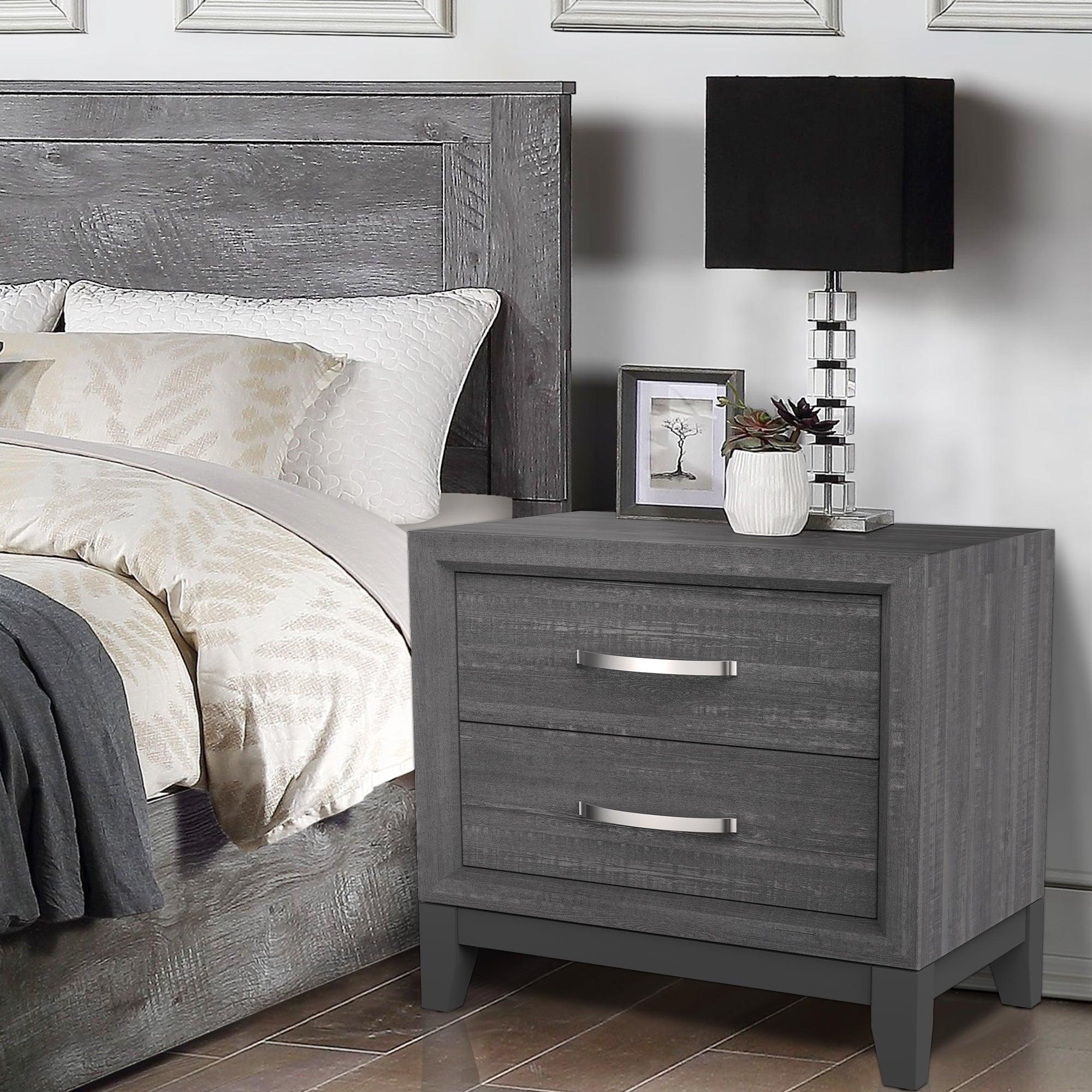 Lucien Modern Wood Nightstand with 2 Drawers - Solid Wood Bedside Table for Bedroom, Living Room & Office - Stylish Storage Furniture with Smooth Gliding Drawers
