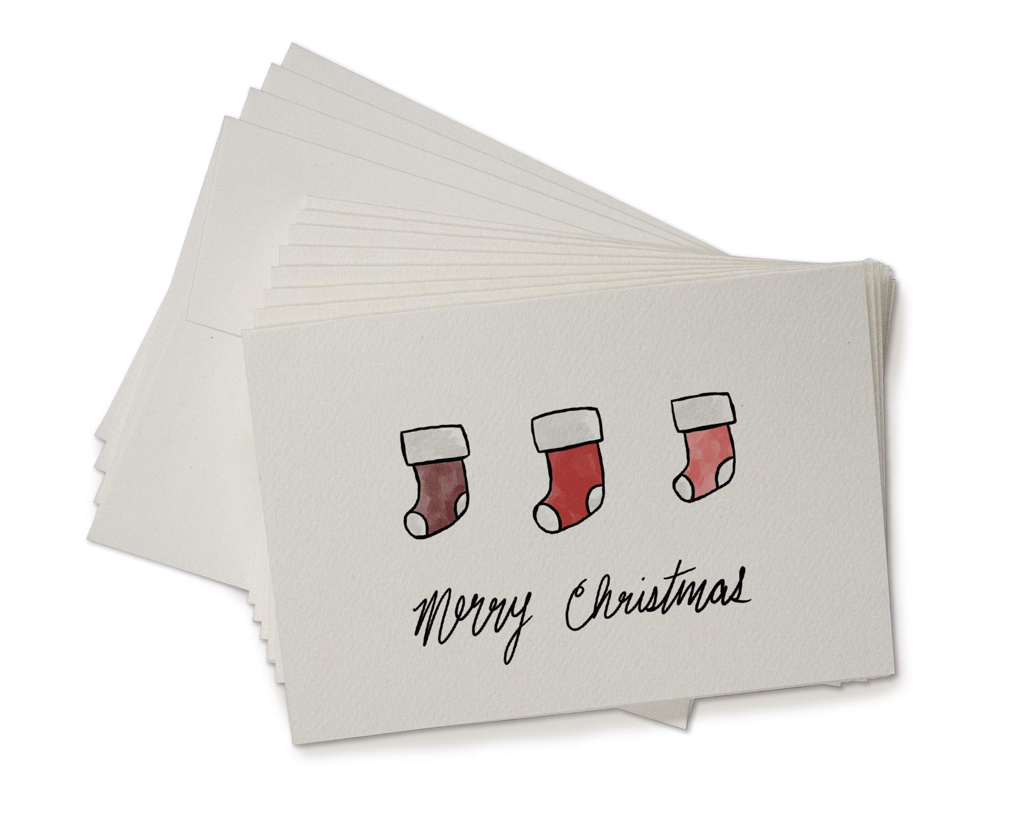Three Little Stockings Christmas Cards - 24 Pack Holiday Greeting Cards with Envelopes | Perfect for Family, Friends & Office Holiday Wishes