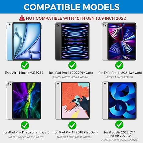 Magic Keyboard Case for iPad Air 11 inch M2 2024 & iPad Pro 11 inch (1st-4th Gen) - Slim Protective Cover with Backlit Keyboard, Magnetic Stand, Multi-Touch Trackpad | Perfect for Work, Study & Travel