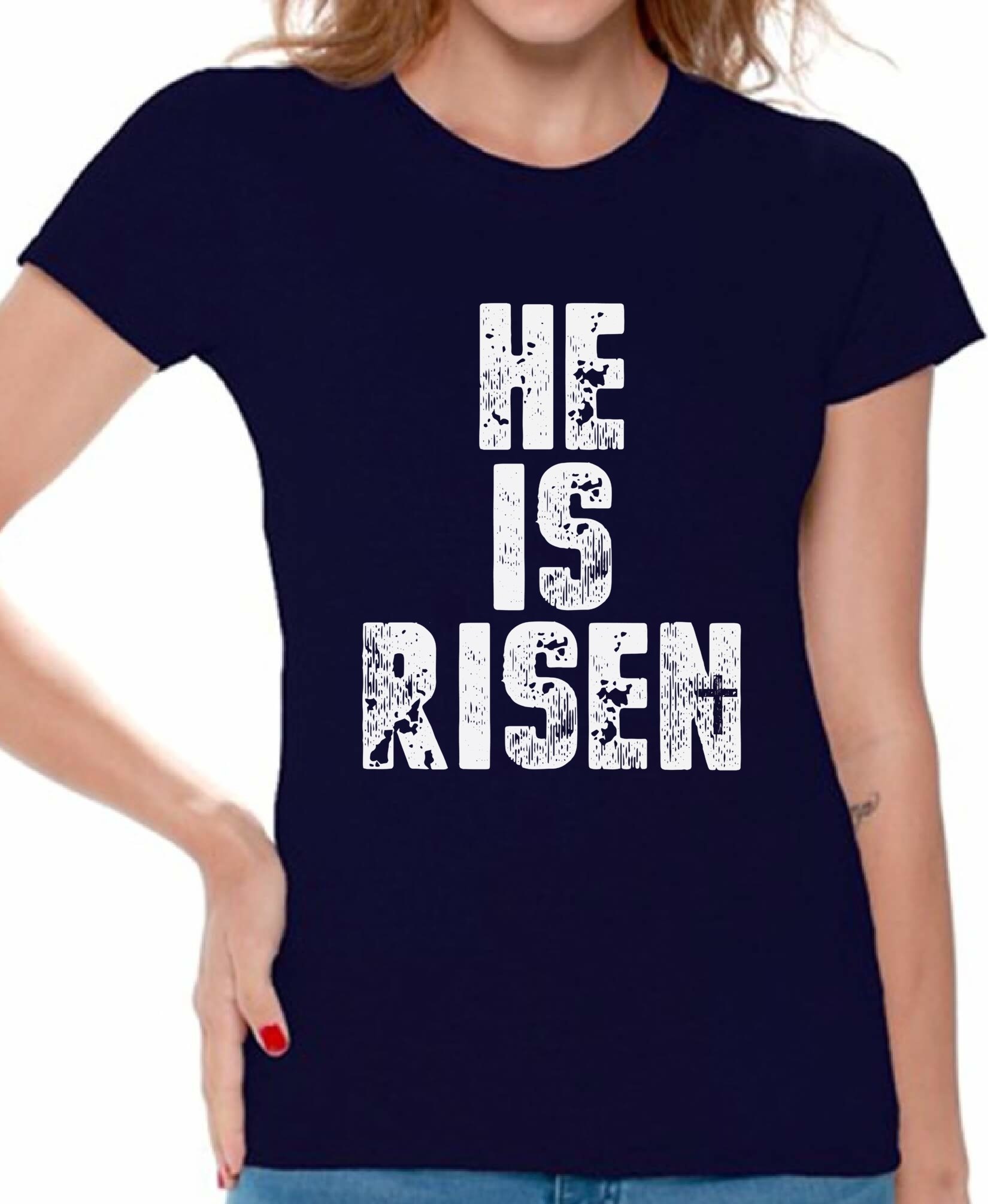 He is Risen Easter T-Shirt for Women - Christian Faith Apparel, Religious Easter Gift for Church, Bible Study & Holiday Celebrations