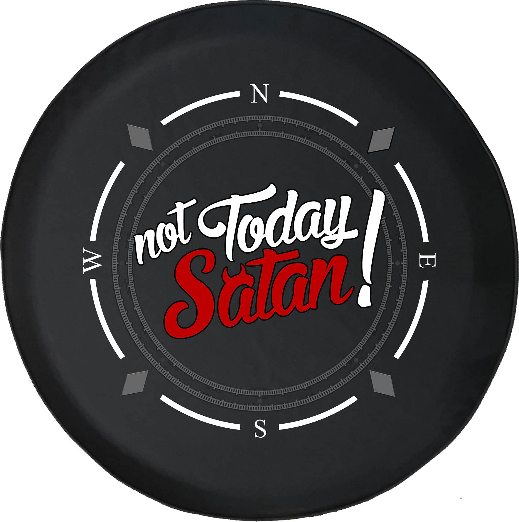 Funny 'Not Today Satan' Compass Spare Tire Cover - Universal Fit for SUV, Trailer, RV & Most Vehicles | Durable & Weatherproof Accessory for Outdoor Adventures & Road Trips