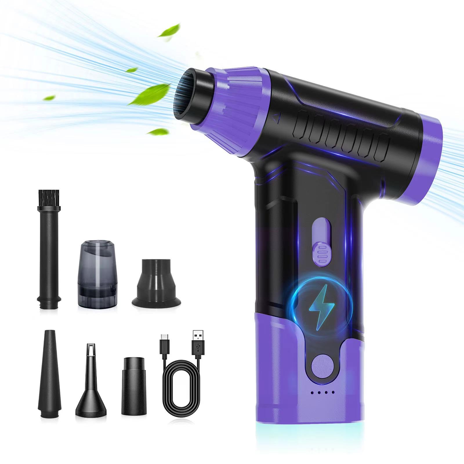 Electric Air Blower 150,000 RPM - Compressed Air Duster for Keyboard, PC, Car & Electronics Cleaning | Portable Dust Blower Spray Kit | Perfect for Home Office, Workshop & Computer Maintenance (Purple)