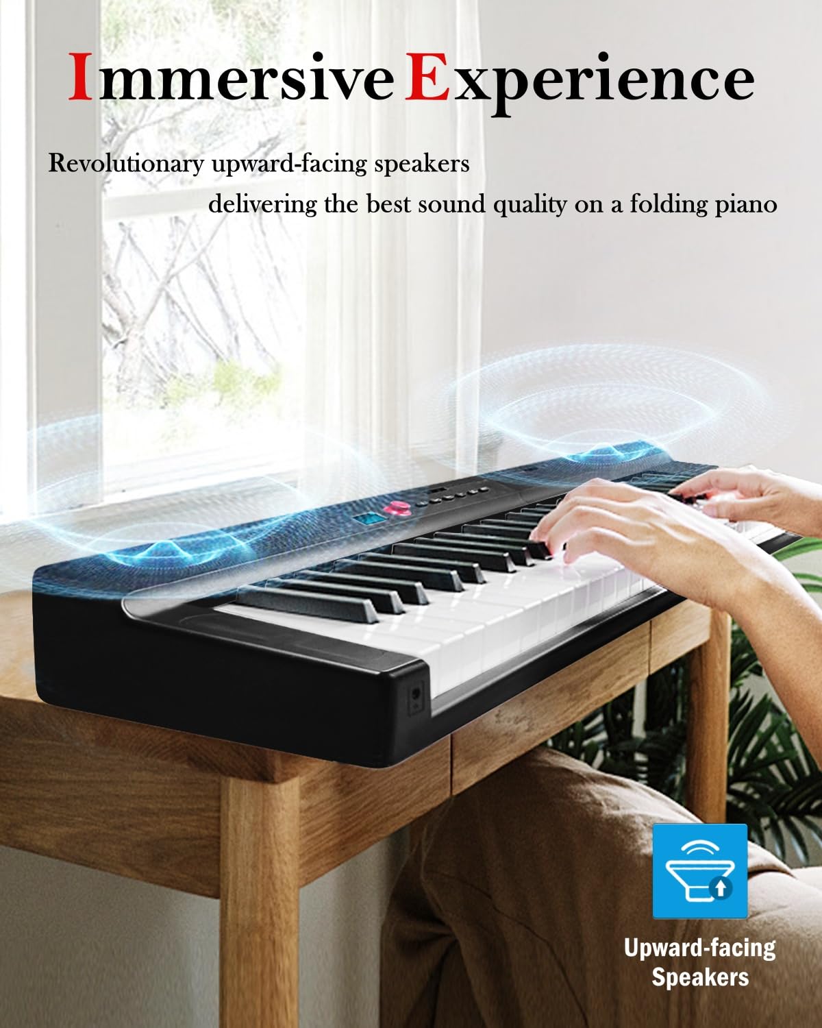 88-Key Foldable Digital Piano Keyboard - Portable Electric Piano with Semi-Weighted Keys, Headphone Jack, Sustain Pedal & Carry Case - Perfect for Beginners, Travel & Home Practice (Enhanced Sound Quality)