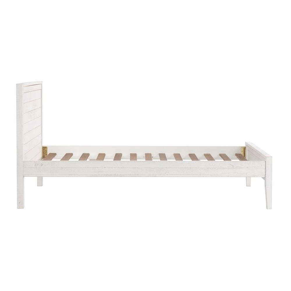 Alaterre Windsor 3-Piece Bedroom Set - Twin Panel Bed with 2 Nightstands in Driftwood White | Modern Farmhouse Furniture for Kids & Guest Rooms