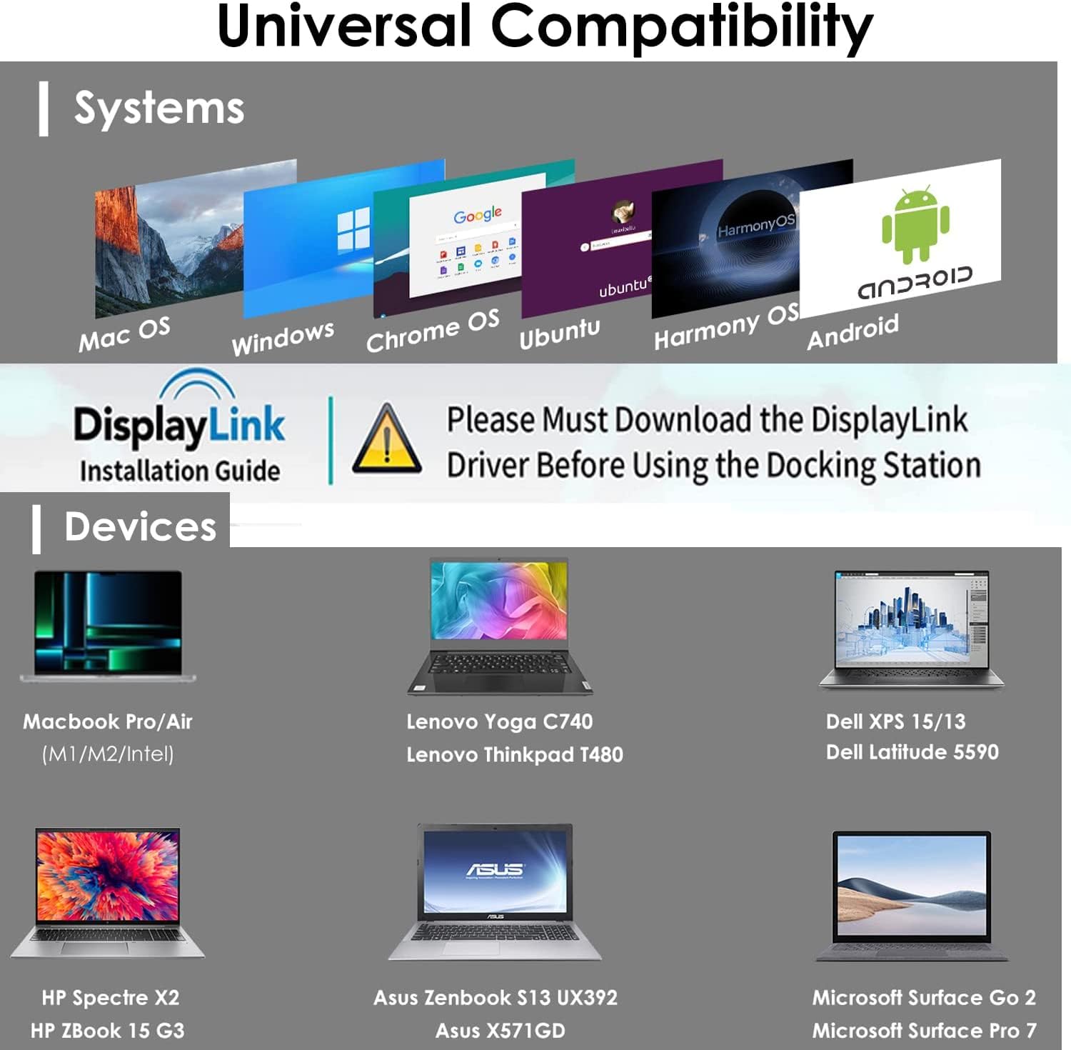 WAVLINK USB 3.0 Universal Laptop Docking Station with 65W Power Delivery - Dual Monitor Support (5K/4K) via 2 HDMI & 2 DisplayPort - Gigabit Ethernet, 6 USB 3.0 Ports, Audio/Mic - Compatible with Windows & Mac OS - Perfect for Home Office, Remote Work & Multi-Tasking Professionals