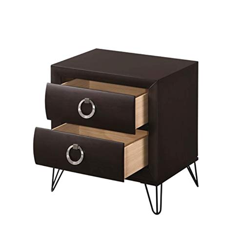 BOWERY HILL Transitional 2-Drawer Nightstand in Dark Merlot - Modern Bedside Table for Bedroom, Living Room & Guest Room - Solid Wood Nightstand with Storage Space