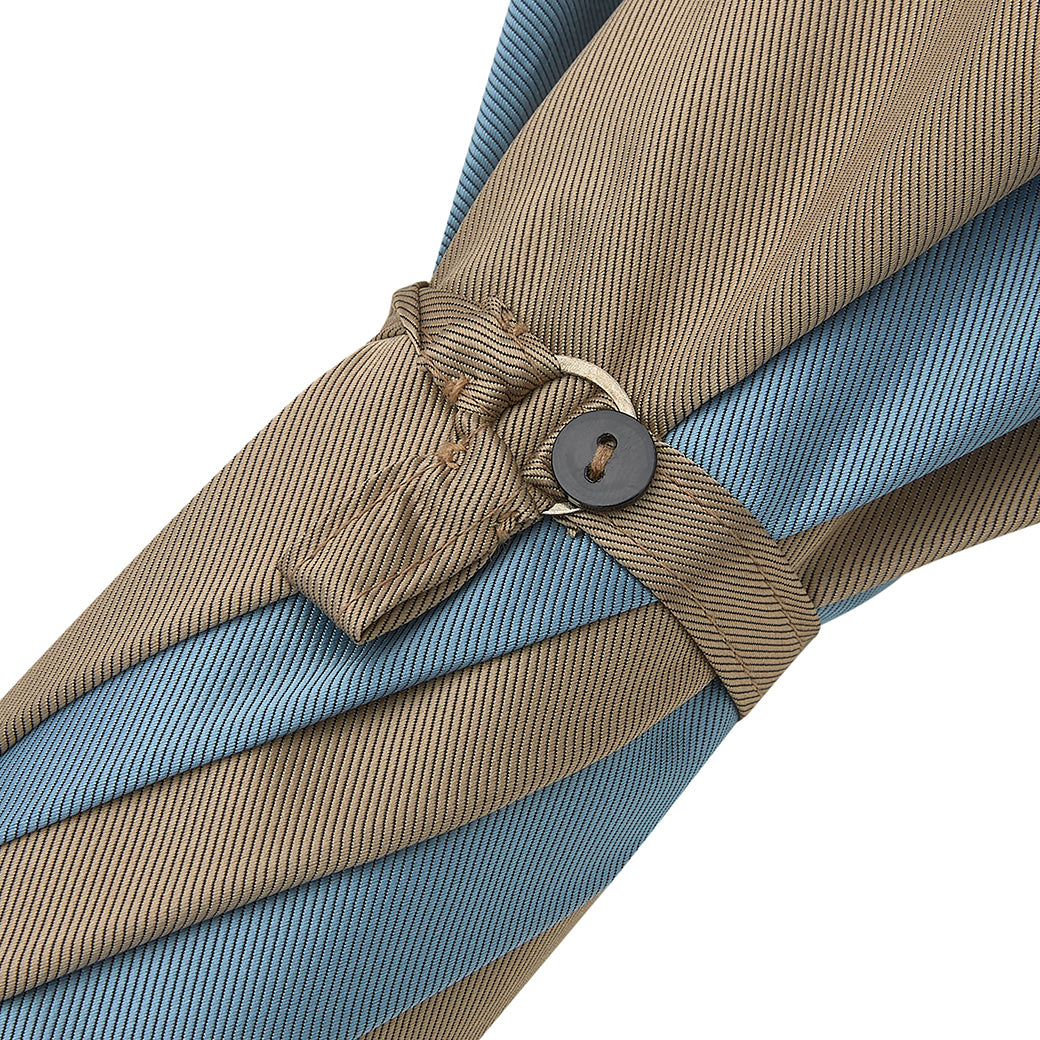 Blue and Beige Malacca Wood Handle Two-Tone Panel Umbrella - Stylish Rain Protection for Outdoor Events, Weddings & Fashion Accessories