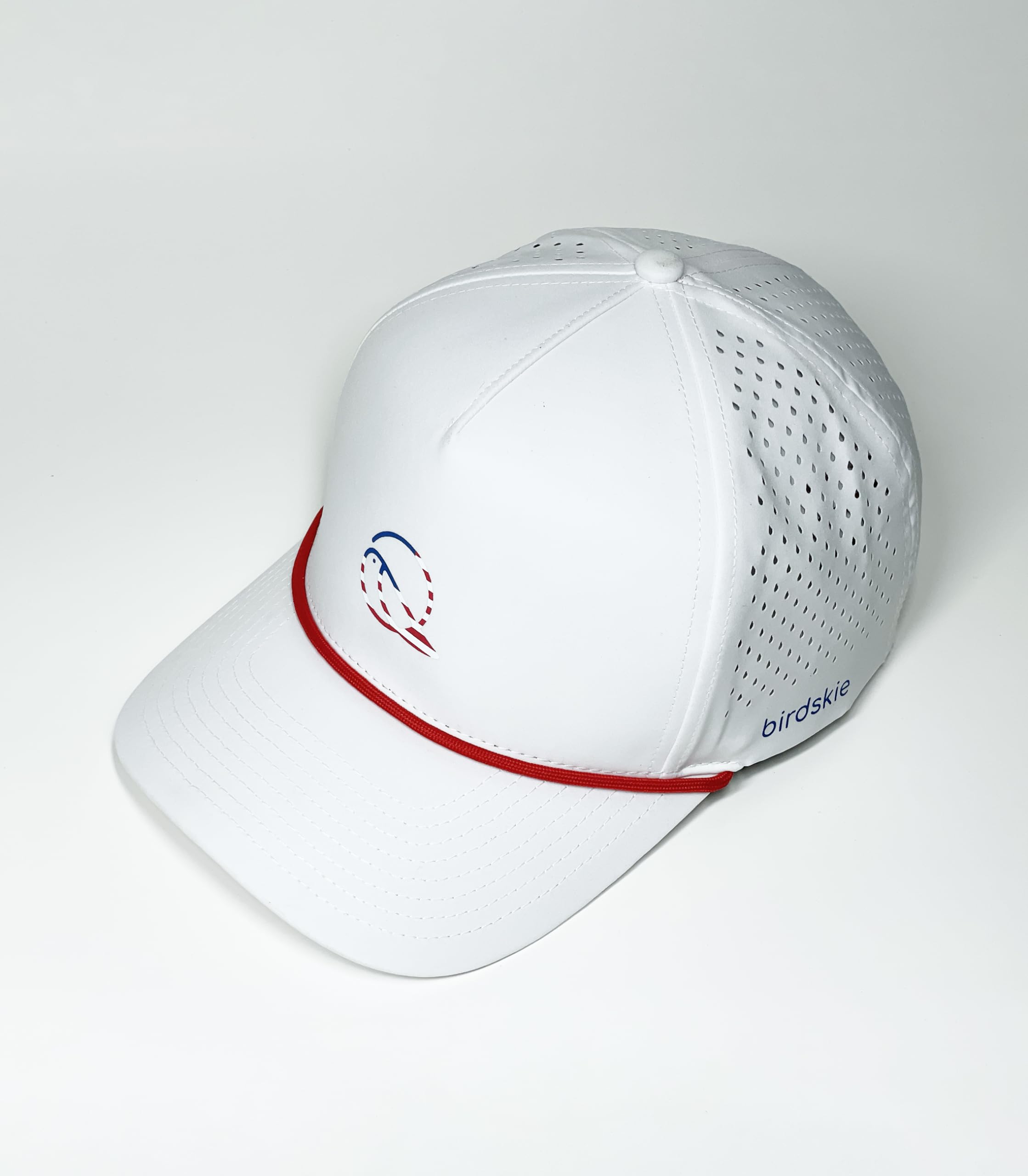 Captain 2 Golf Hat - White Snapback with Red Rope Design | Waterproof, Moisture Wicking & Breathable Performance Cap | Quick Drying for Golf, Outdoor Sports & Casual Wear