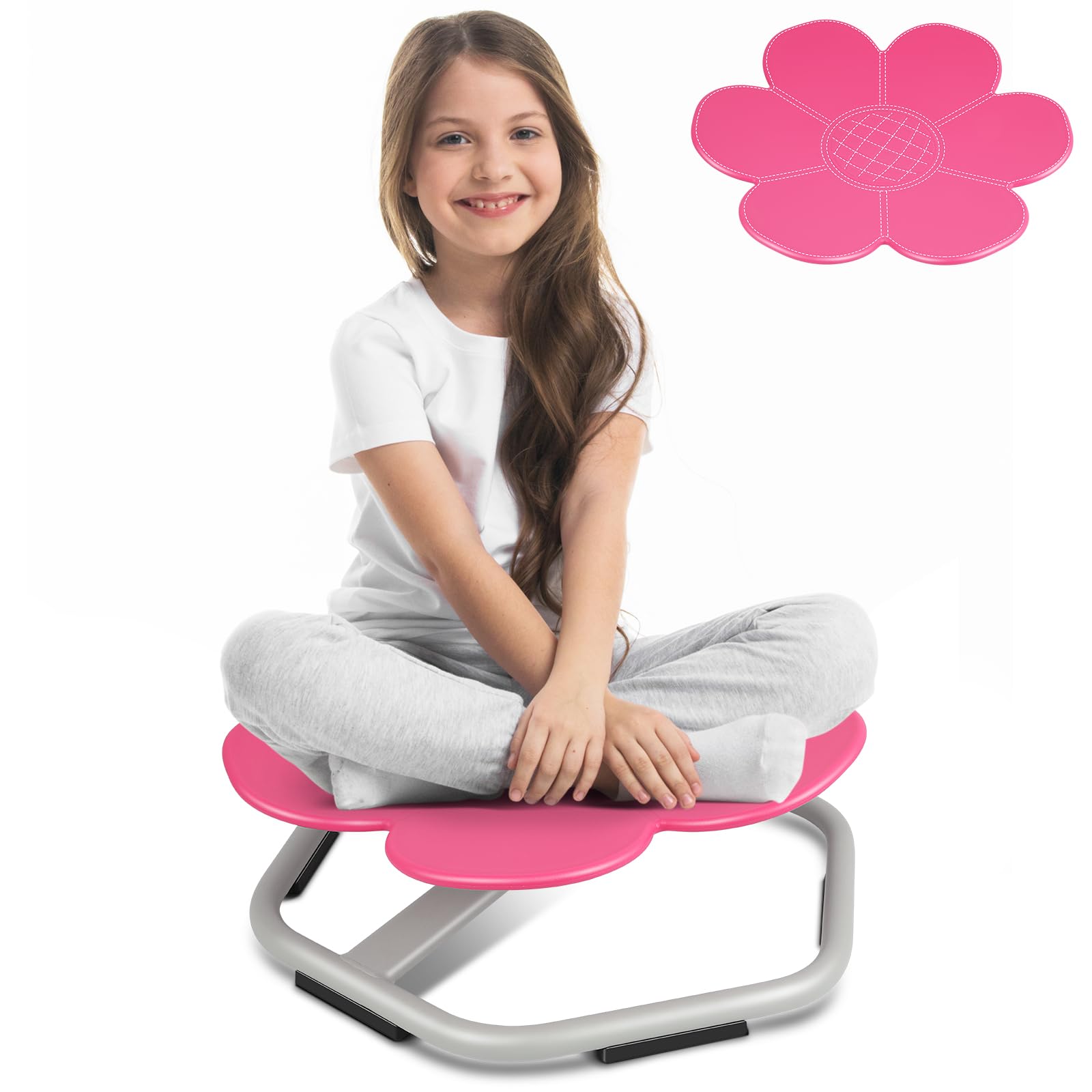 **Petal Kids Swivel Chair - 360° Spinning Sensory Chair for Autistic Children (3+ Years) | Rose Red Non-Slip Seat for Body Coordination & Fitness Training | Perfect for Playrooms, Therapy, and Home Use**