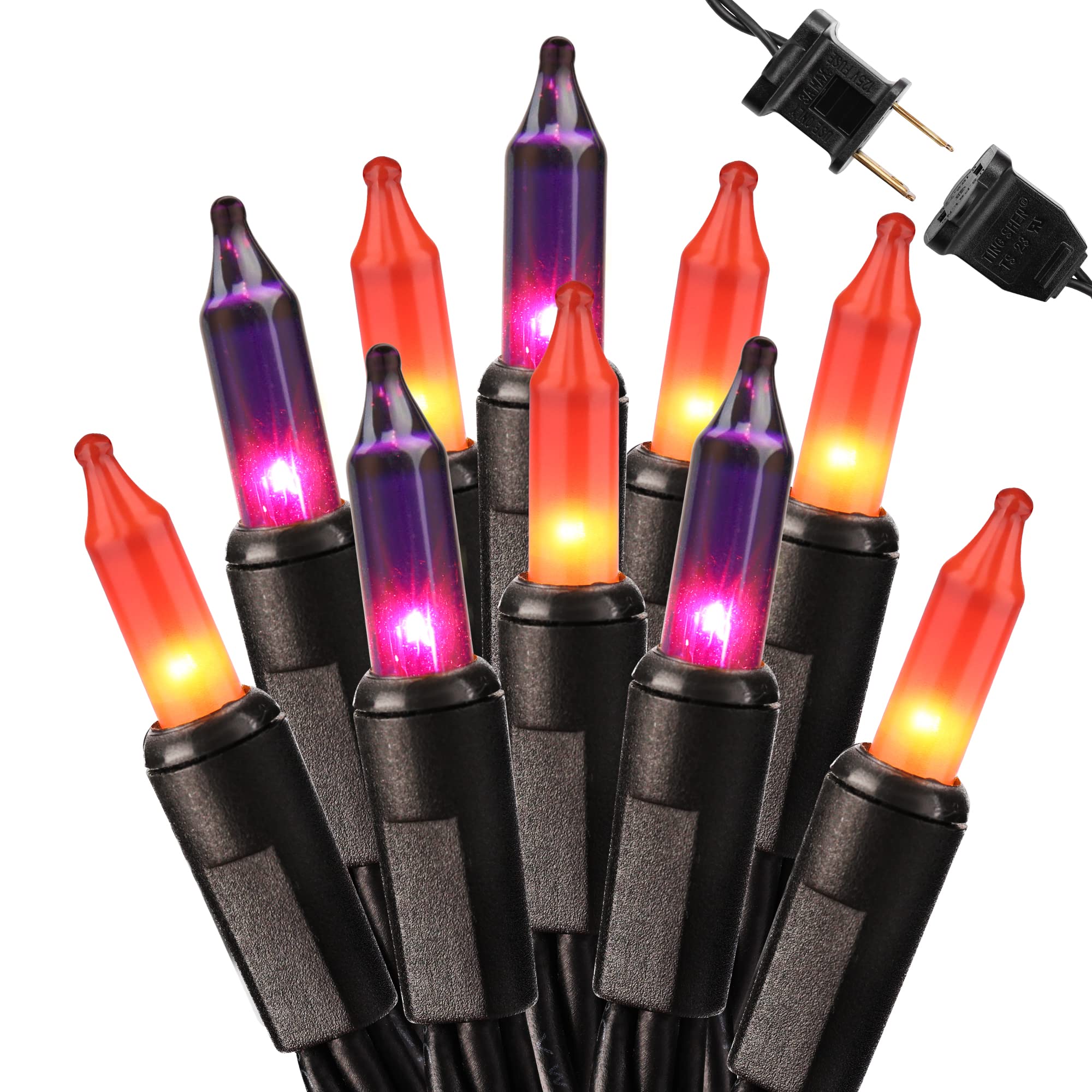 Brizled Halloween String Lights - 100ct Orange & Purple, UL Certified for Indoor/Outdoor Party Decor