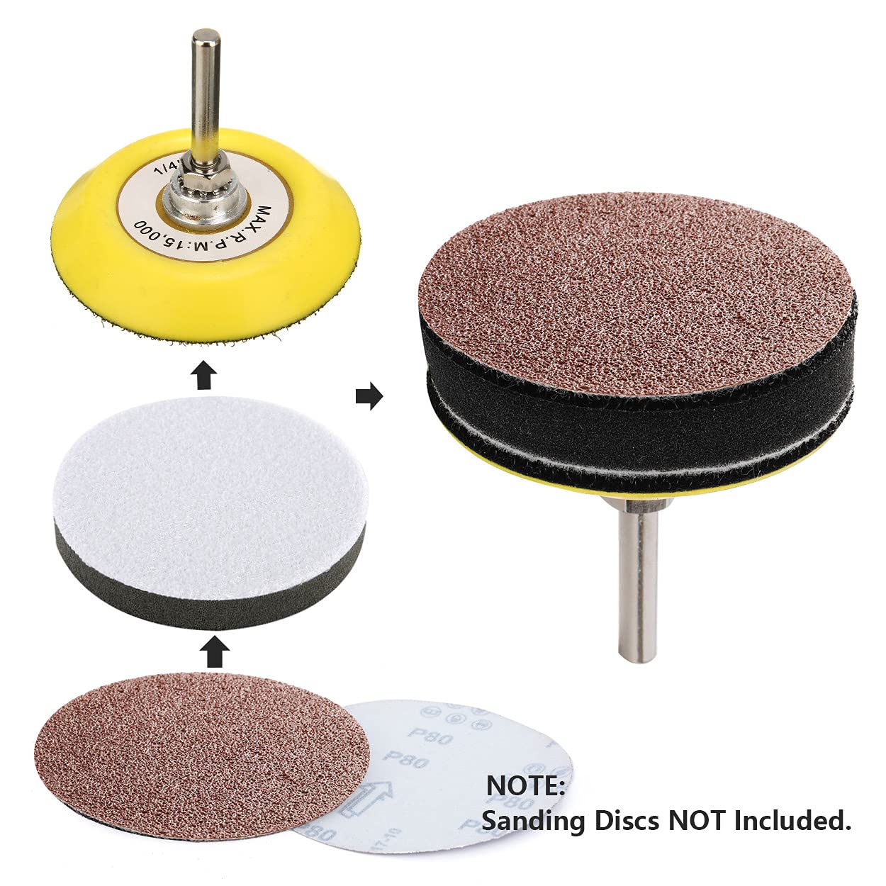 Yakamoz 2 Pack 3-Inch Hook and Loop Sanding Backing Pads with 1/4 Inch Shank - Soft Foam Buffering Pads for Drill, Air Die Grinder, Sander & Rotary Tools - Perfect for Woodworking, Metal Polishing & DIY Projects