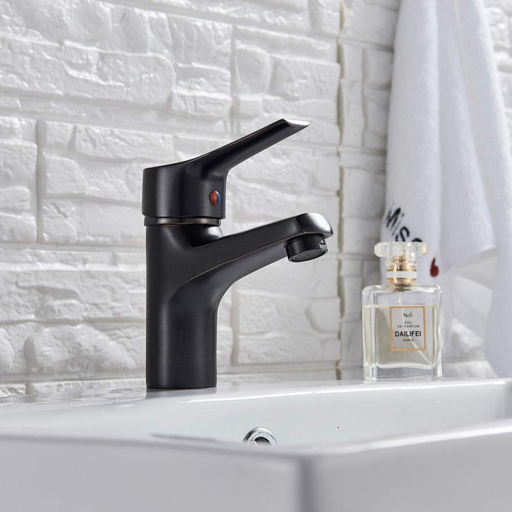 Elegant Black Bronze Brass Vessel Sink Faucet - Hot & Cold Water Bathroom Basin Mixer Tap for Modern Vanity & Powder Room Decor