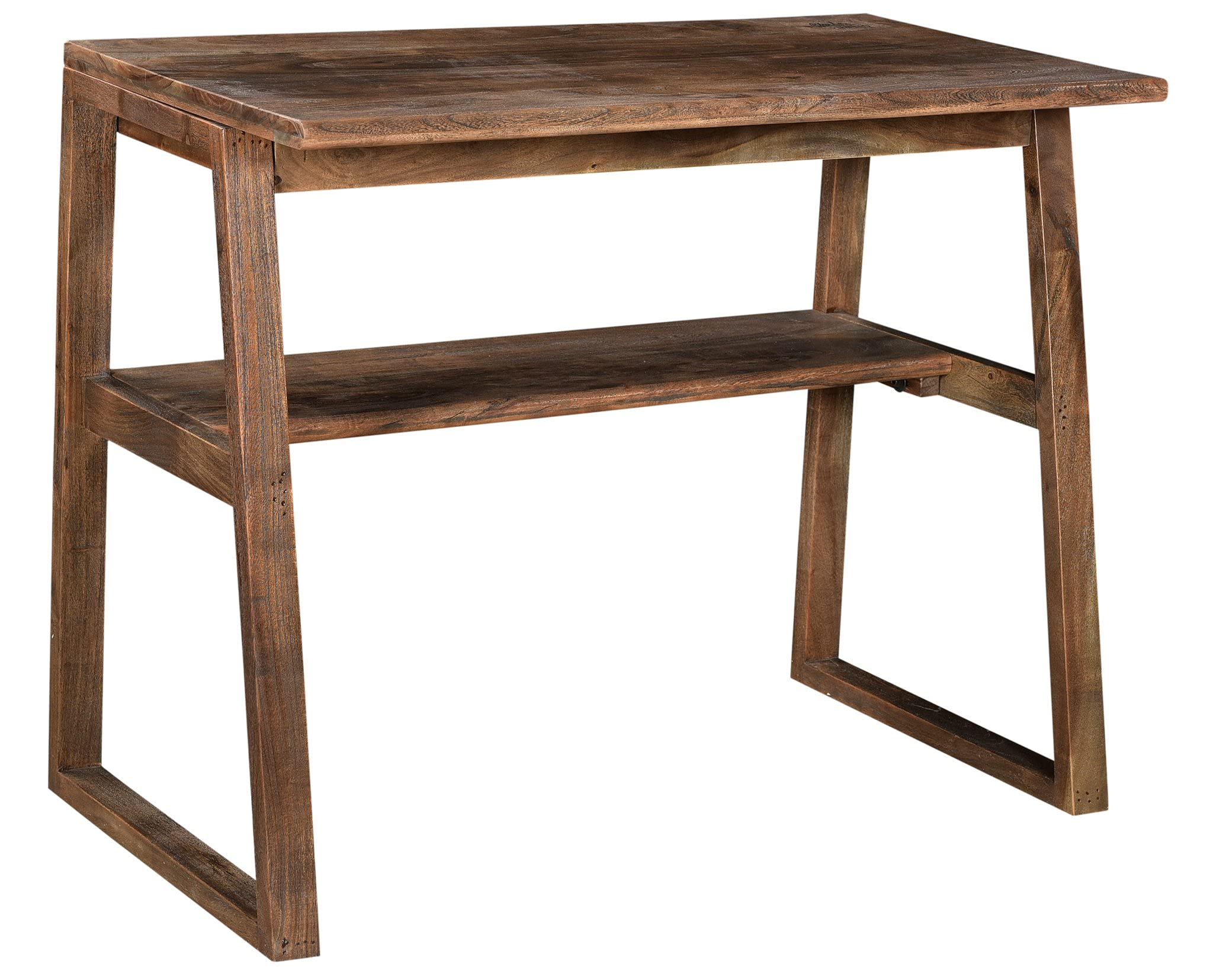 Bengal Manor Acacia Wood Writing Desk with USB Ports - Rustic Brown Home Office Desk for Study, Work & Remote Learning | Crestview Collection CVFNR727
